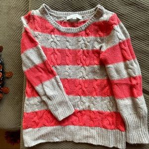 Classic Salmon and Taupe Gray Ann Taylor Loft Sweater